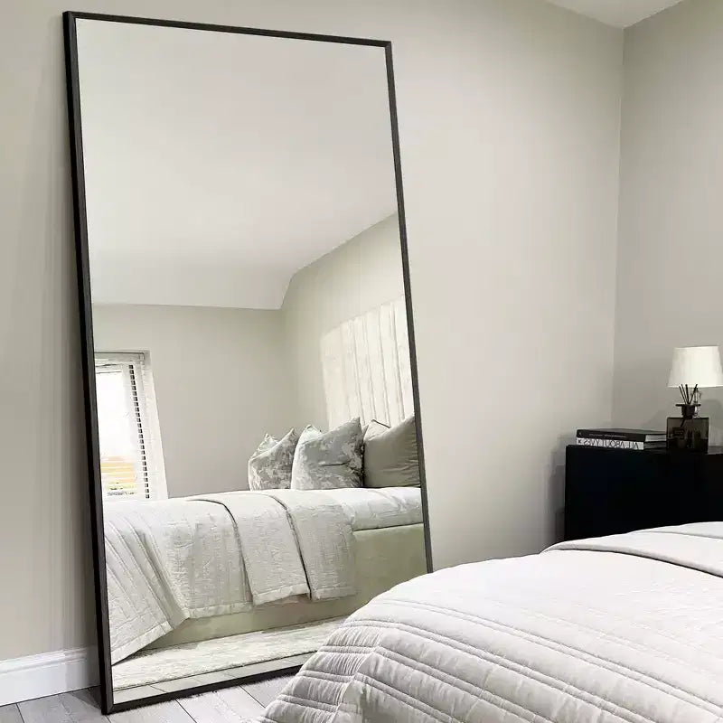 Dovelina Full Length Wall Mirror Large Standing Floor Mirror Black