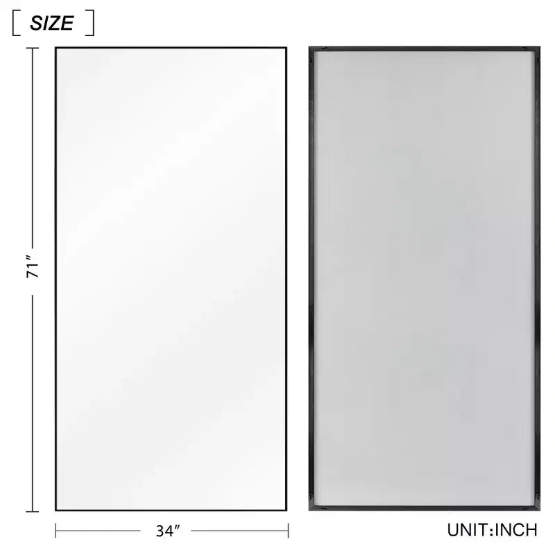 Dovelina Full Length Wall Mirror Large Standing Floor Mirror Black
