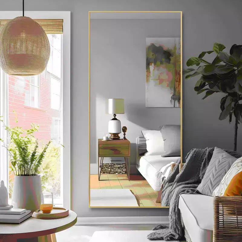 Dovelina Full Length Wall Mirror Large Standing Floor Mirror Black
