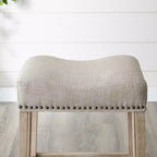Roundhill Furniture CoCo Upholstered Backless Saddle Seat Counter Stools 24 height, Tan, Set of 2