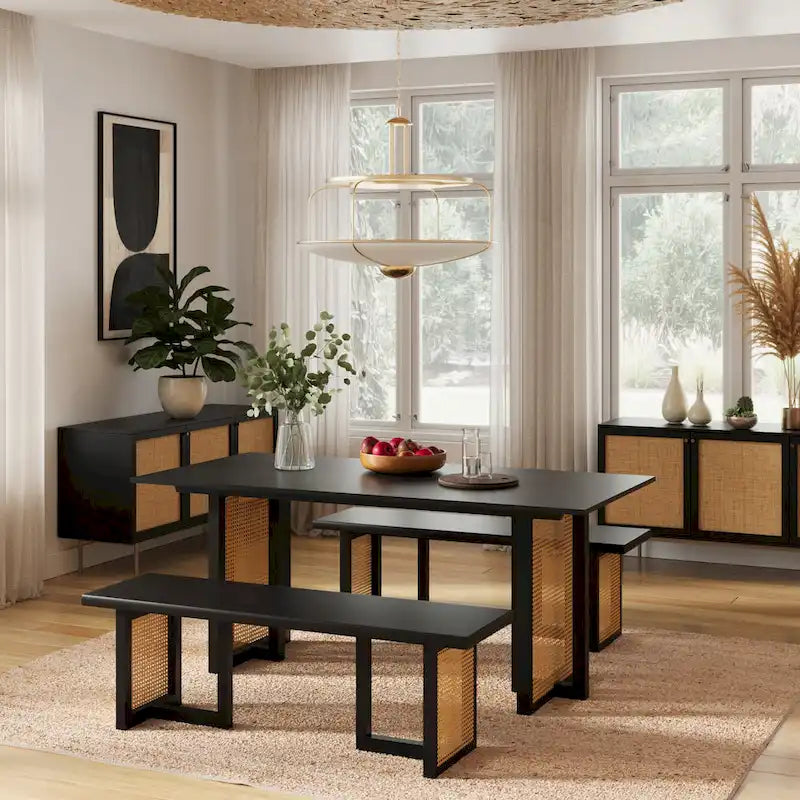 Tavolo da pranzo rettangolare Havenwood con base in canna