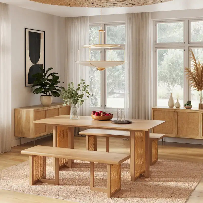 Tavolo da pranzo rettangolare Havenwood con base in canna