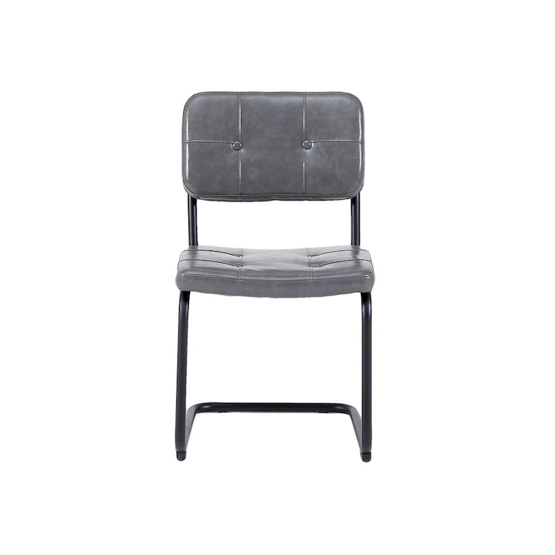 Modern Simple Leather Dining Chair with Metal Pipe