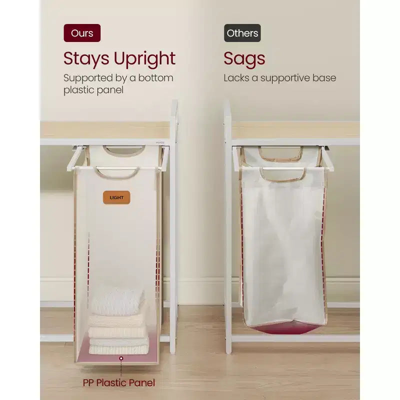 VASAGLE Laundry Hamper with 3 Compartments, 26.4 Gal. (100 L) Laundry Sorter, Rolling Laundry Cart with Shelves, Small Side Pockets