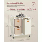 VASAGLE Laundry Hamper with 3 Compartments, 26.4 Gal. (100 L) Laundry Sorter, Rolling Laundry Cart with Shelves, Small Side Pockets