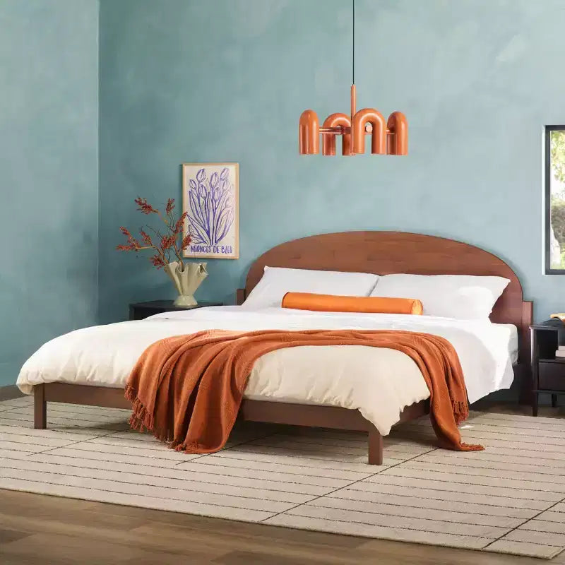 Saracina Home King Boho Arched Headboard Solid Pine Bed