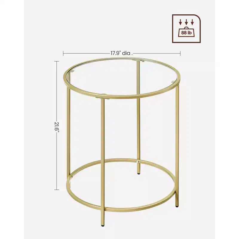 VASAGLE Round Side Tables, Set of 2, Glass End Tables with Metal Frame, Black Coffee Tables with Modern Style