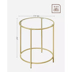 VASAGLE Round Side Tables, Set of 2, Glass End Tables with Metal Frame, Black Coffee Tables with Modern Style