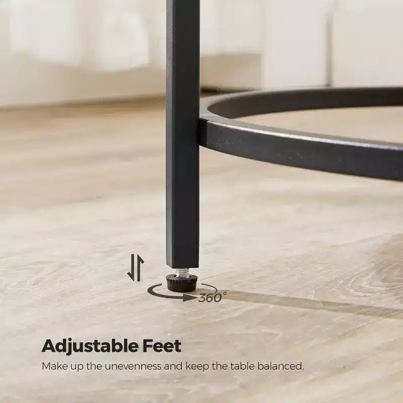 VASAGLE Round Side Tables, Set of 2, Glass End Tables with Metal Frame, Black Coffee Tables with Modern Style