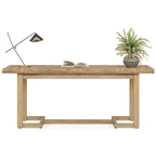 Scrivania rettangolare marrone con gambe in legno massello - 158 cm