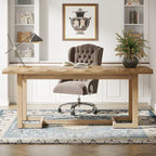 Scrivania rettangolare marrone con gambe in legno massello - 158 cm
