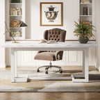 Scrivania rettangolare marrone con gambe in legno massello - 158 cm