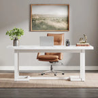 Scrivania rettangolare marrone con gambe in legno massello - 158 cm