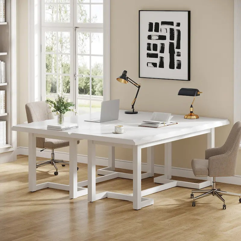 Scrivania rettangolare marrone con gambe in legno massello - 158 cm