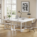 Scrivania rettangolare marrone con gambe in legno massello - 158 cm