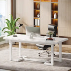 Scrivania rettangolare marrone con gambe in legno massello - 158 cm