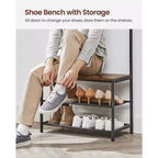 VASAGLE Hall Tree with Bench and Shoe Storage, Entryway Bench with Coat Rack Stand and Shoe Rack, Fabric Shelves