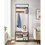VASAGLE Hall Tree with Bench and Shoe Storage, Entryway Bench with Coat Rack Stand and Shoe Rack, Fabric Shelves