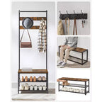 VASAGLE Hall Tree with Bench and Shoe Storage, Entryway Bench with Coat Rack Stand and Shoe Rack, Fabric Shelves
