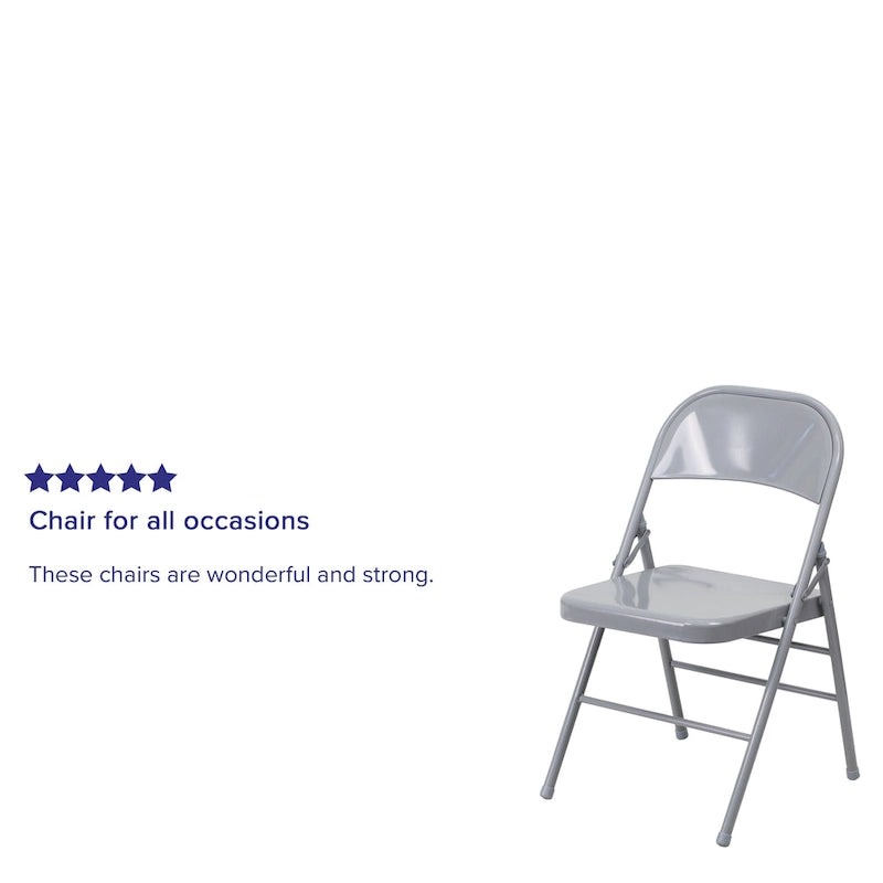 4 Pack Triple Braced & Double Hinged Metal Folding Chair
