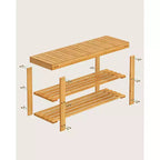 SONGMICS Shoe Rack Bench, 3-Tier Bamboo Shoe Storage Organizer, Entryway Bench, Holds Up to 286 lb, 11.3 x 35.4 x 17.8 Inches