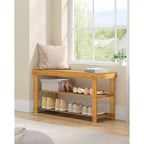 SONGMICS Shoe Rack Bench, 3-Tier Bamboo Shoe Storage Organizer, Entryway Bench, Holds Up to 286 lb, 11.3 x 35.4 x 17.8 Inches