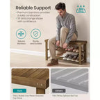 SONGMICS Shoe Rack Bench, 3-Tier Bamboo Shoe Storage Organizer, Entryway Bench, Holds Up to 286 lb, 11.3 x 35.4 x 17.8 Inches