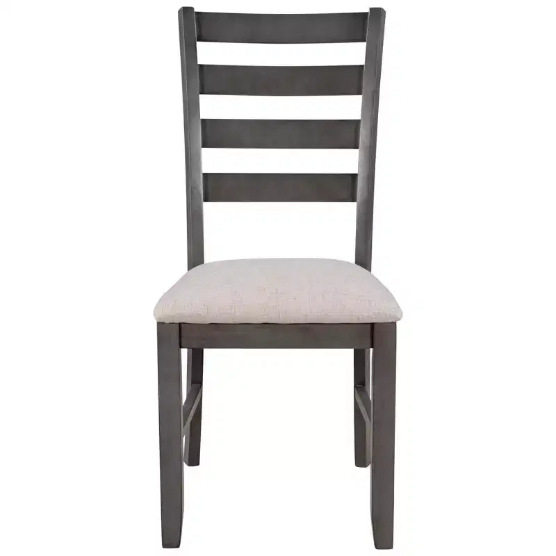 Whisen Set da Pranzo 6 Pezzi in Legno Massello con Tavolo Rettangolare, 4 Sedie e Panchina - Grigio
