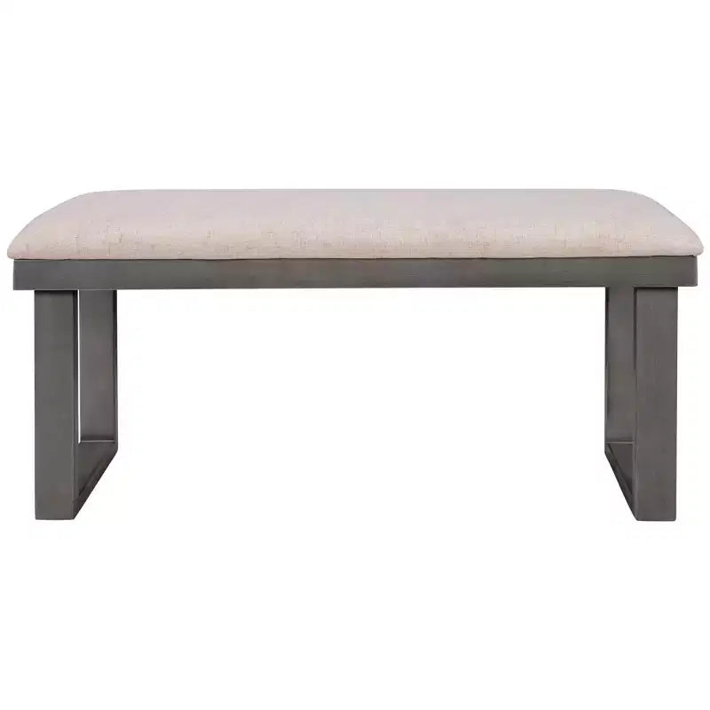 Whisen Set da Pranzo 6 Pezzi in Legno Massello con Tavolo Rettangolare, 4 Sedie e Panchina - Grigio