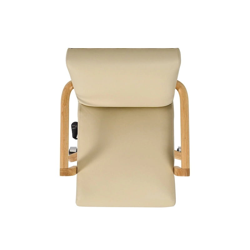Brown Leather Swivel Office Chair with Wood Accents