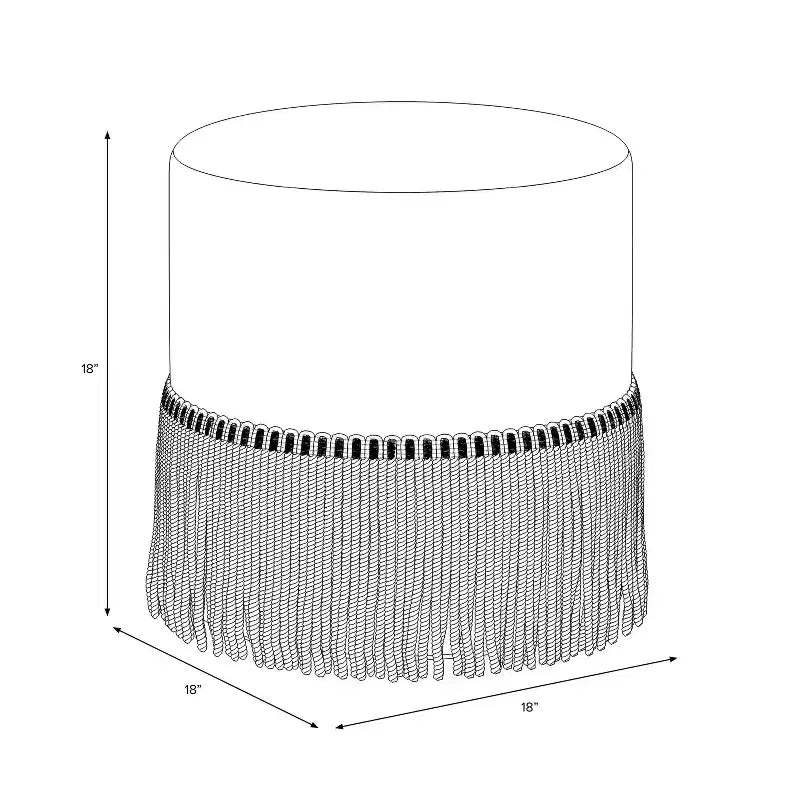 Fringe Drum Ottoman in Velvet - Threshold
