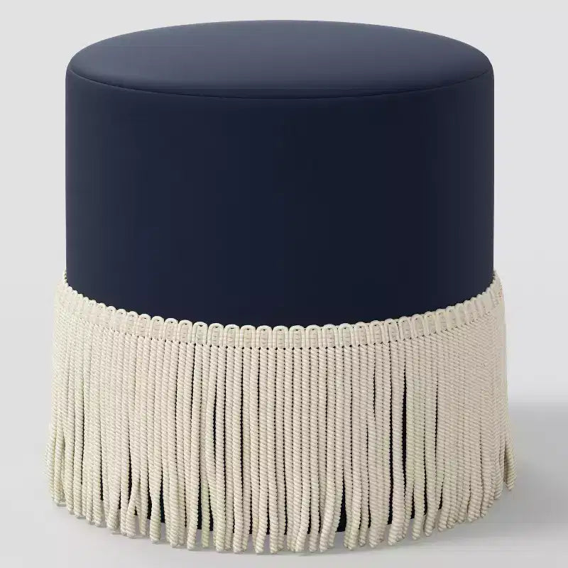 Fringe Drum Ottoman in Velvet - Threshold