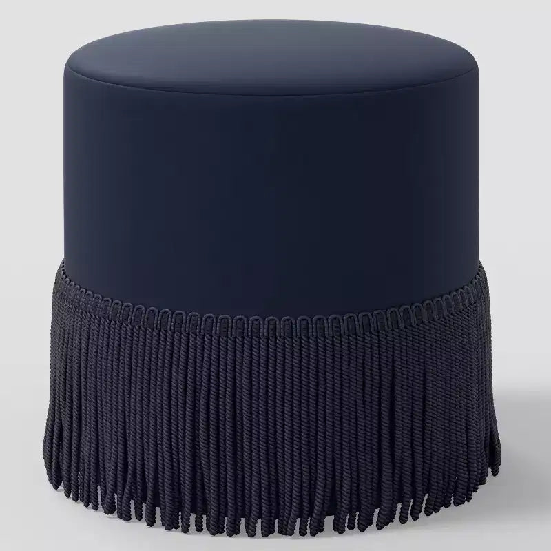 Fringe Drum Ottoman in Velvet - Threshold