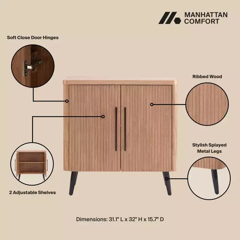 Manhattan Comfort Jodie Mid-Century Modern Accent Cabinet with 2 Shelves