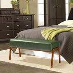Panca Glitzhome da 42,25" moderna in similpelle con gambe in legno di gomma color noce