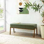Panca Glitzhome da 42,25" moderna in similpelle con gambe in legno di gomma color noce
