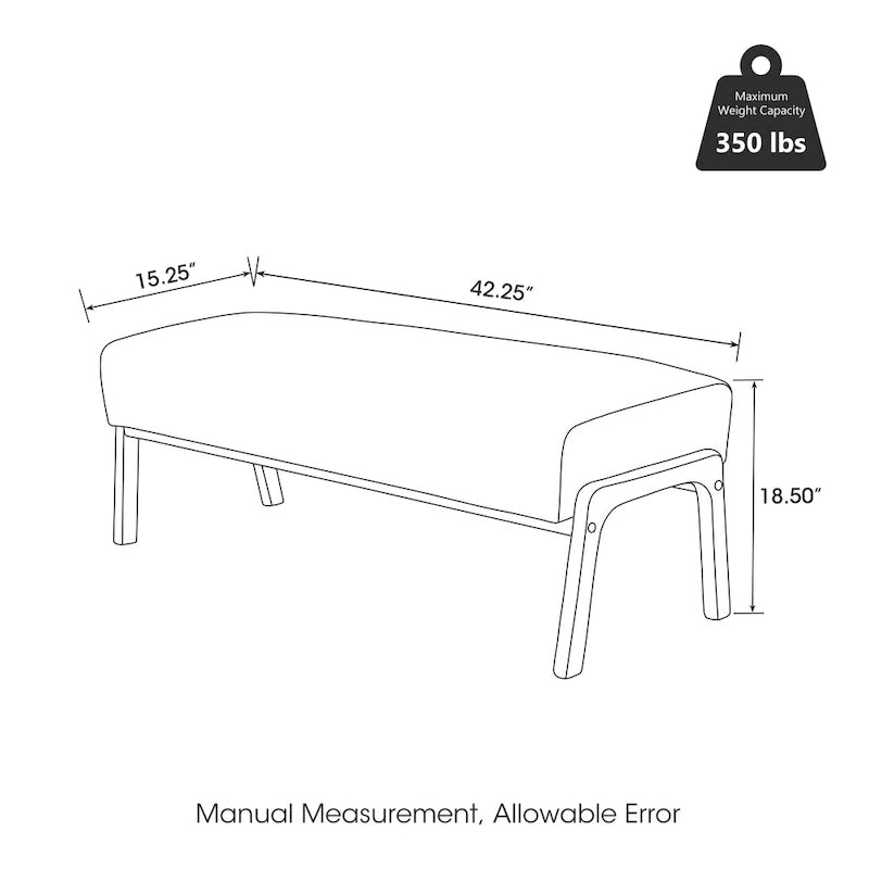 Panca Glitzhome da 42,25" moderna in similpelle con gambe in legno di gomma color noce