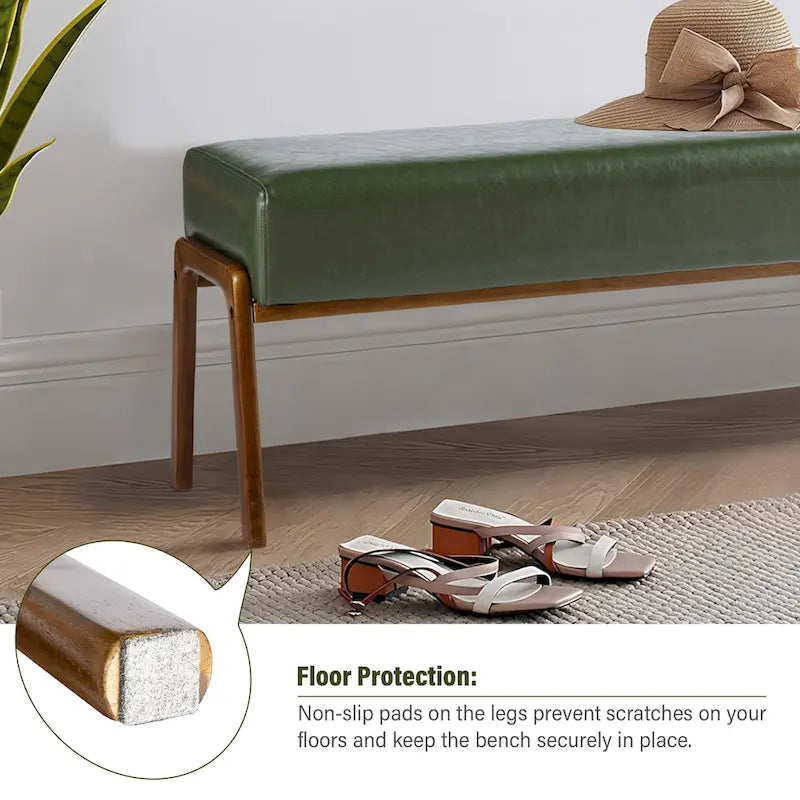 Panca Glitzhome da 42,25" moderna in similpelle con gambe in legno di gomma color noce