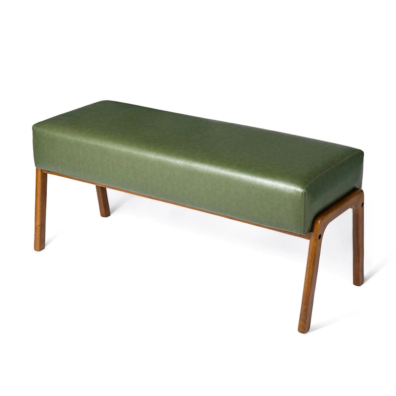 Panca Glitzhome da 42,25" moderna in similpelle con gambe in legno di gomma color noce