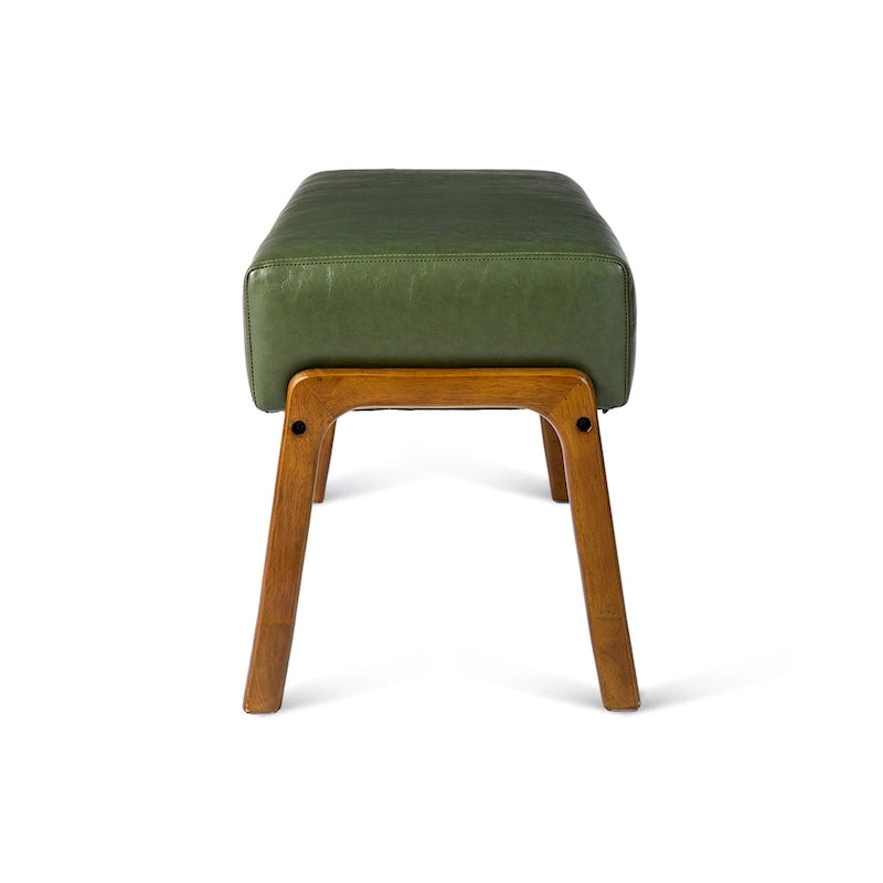 Panca Glitzhome da 42,25" moderna in similpelle con gambe in legno di gomma color noce