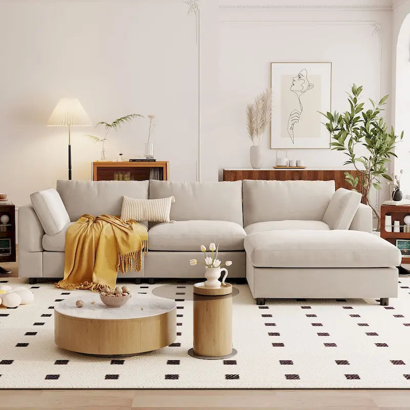 Upholstery Convertible Sectional Sofa,L Shaped Couch with Reversible Chaise for Living Room