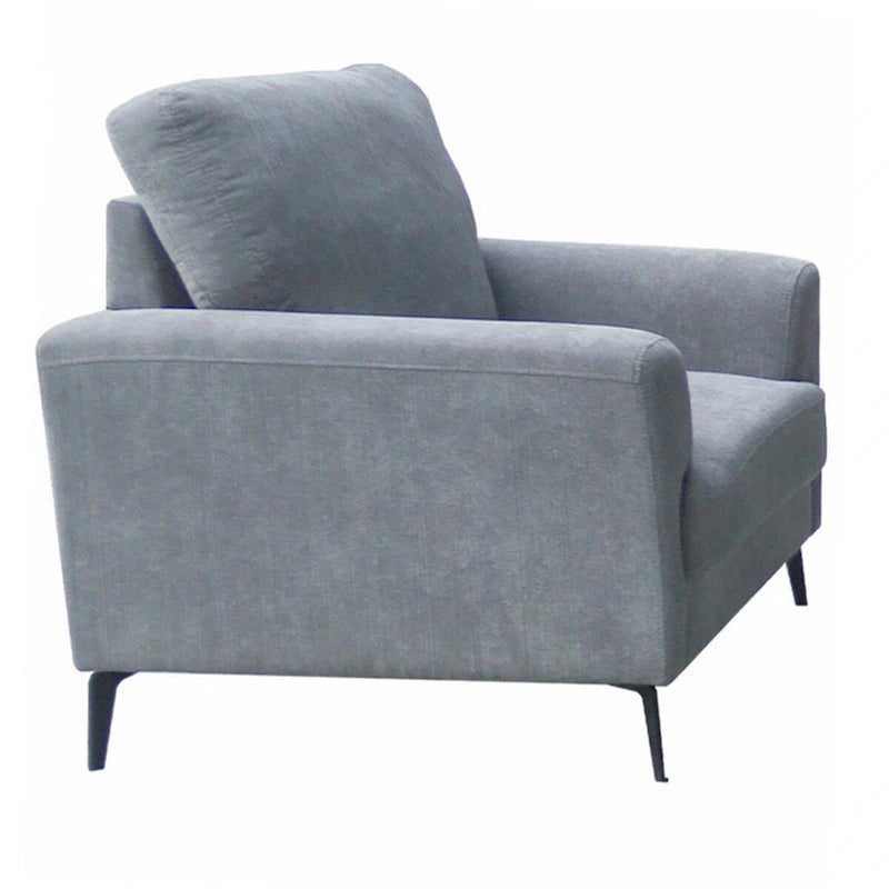Poltrona Jake Accent da 94 cm, Cuscini in Chenille Grigio, Gambe in Metallo