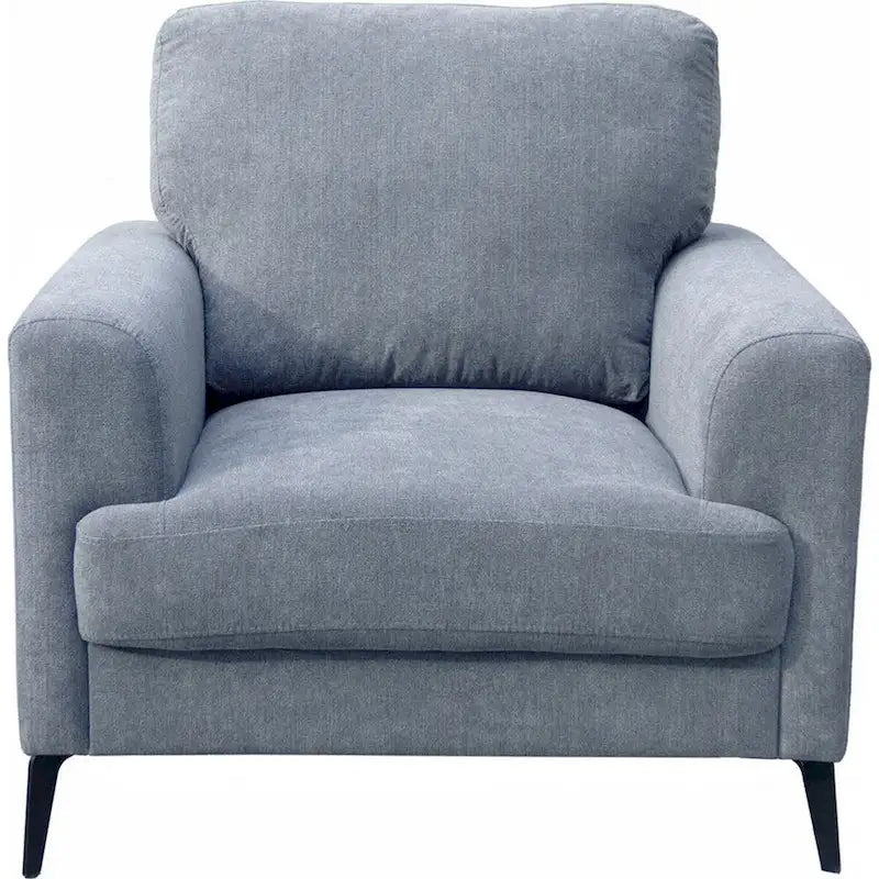 Poltrona Jake Accent da 94 cm, Cuscini in Chenille Grigio, Gambe in Metallo