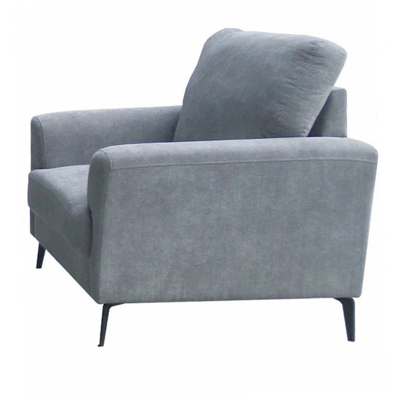 Poltrona Jake Accent da 94 cm, Cuscini in Chenille Grigio, Gambe in Metallo