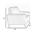 Jake 37 Inch Accent Sofa Armchair, Gray Chenille Foam Cushions, Metal Legs