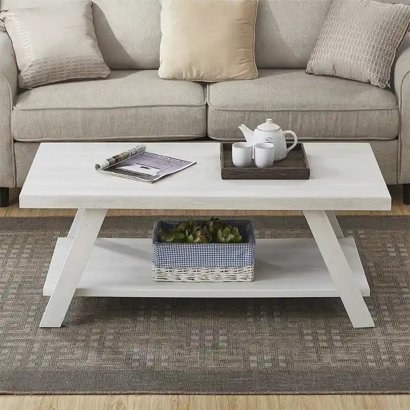 Contemporary Wood Coffee Table with Shelf