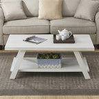 Contemporary Wood Coffee Table with Shelf