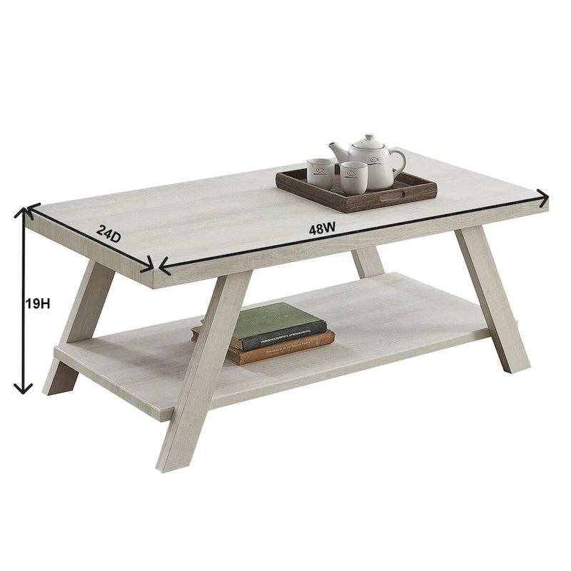 Contemporary Wood Coffee Table with Shelf