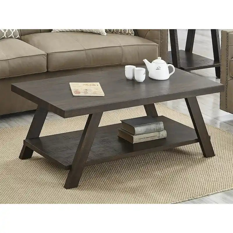 Contemporary Wood Coffee Table with Shelf