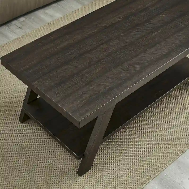 Contemporary Wood Coffee Table with Shelf